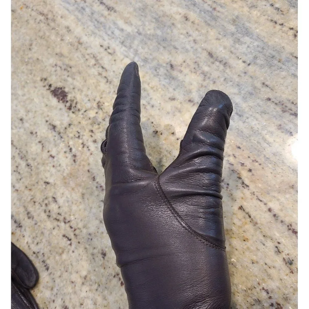 Vintage Size 6.5 Brown Lined Leather Goves . Formal 12